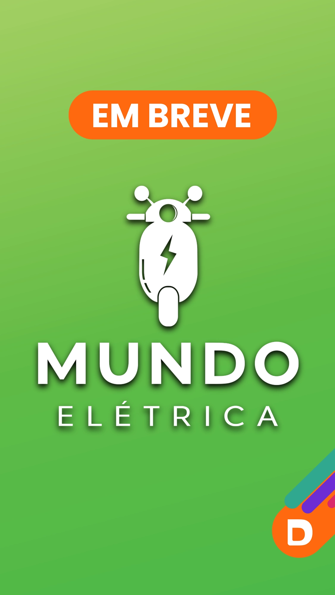 Imagem com texto “Em breve Mundo Elétrica” anunciando nova loja no Shopping D com ícone de scooter elétrica. - Shopping D